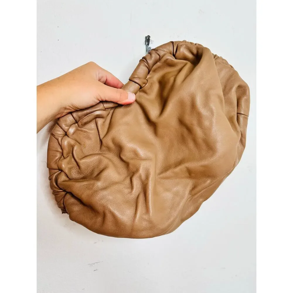 MANSUR GAVRIEL Caramel Tan Lambskin Cloud Clutch Ruched Top Bag Clutch Purse